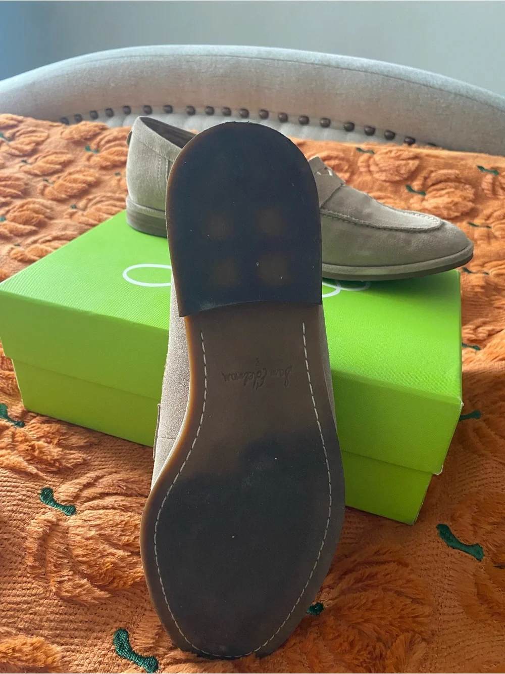 Sam Edelman Taupe Suede Penny Loafers